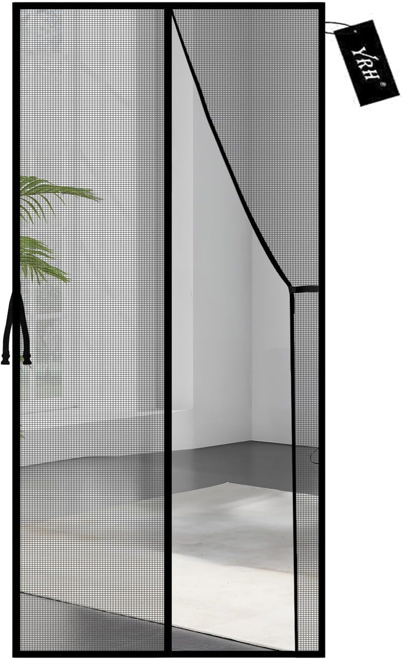YRH Magnetic Fly Screen Door,Fiberglass Enhanced Screen Mesh,with Stay Open Buckles,Heavy Duty Self-Sealing Mesh,(Fit for Door Size:36x96 Inch,Screen Itself Size:38x97 Inch,Black) - Image 1